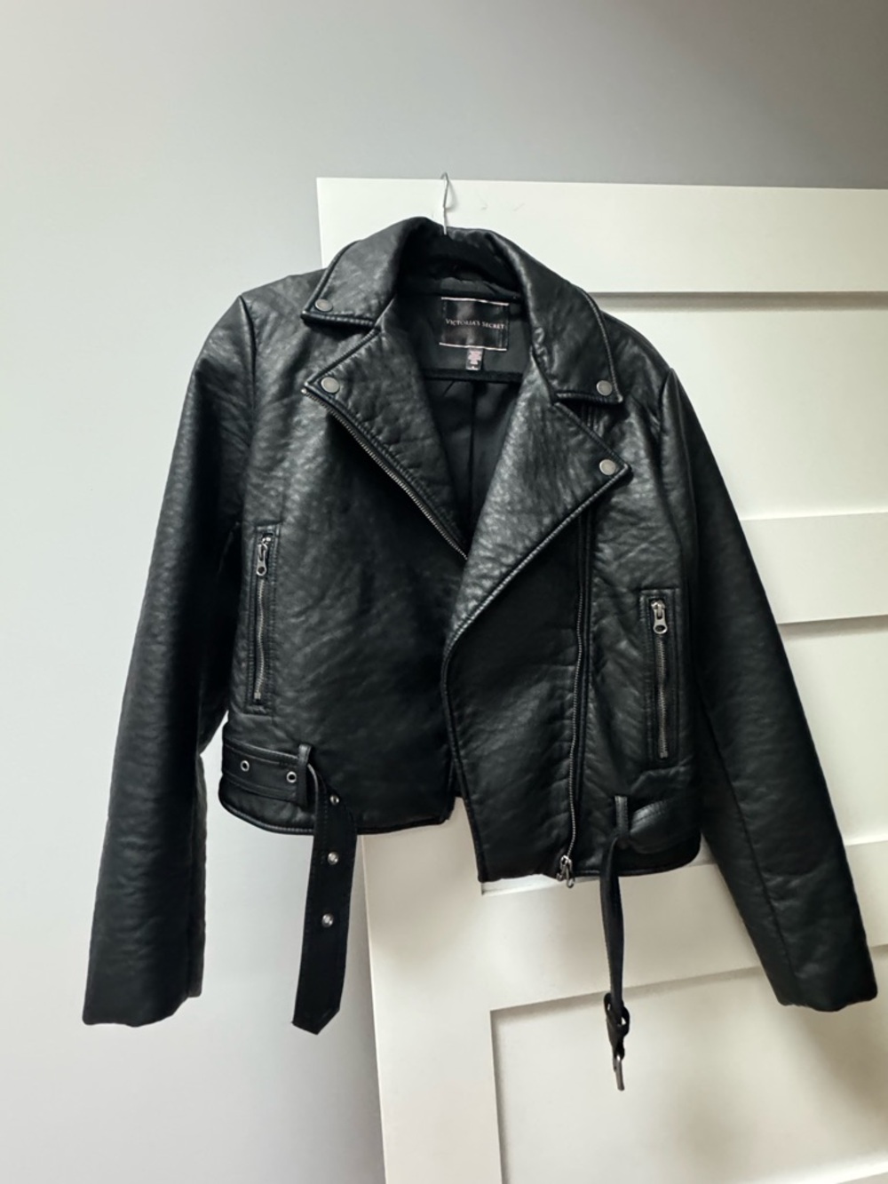 Victoria's Secret Black Faux Leather Moto Jacket